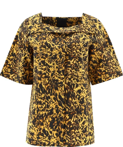 Givenchy Square Neckline Jacquard Shirt In Yellow