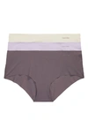 Calvin Klein Invisibles Hipster Briefs In Grey/ Pastel Lilac/ Beige