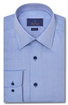 David Donahue Regular Fit Dobby Diagonal Cotton Dress Shirt In Sky