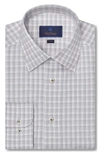 David Donahue Trim Fit Dobby Micro Check Cotton Dress Shirt In Pearl/ White