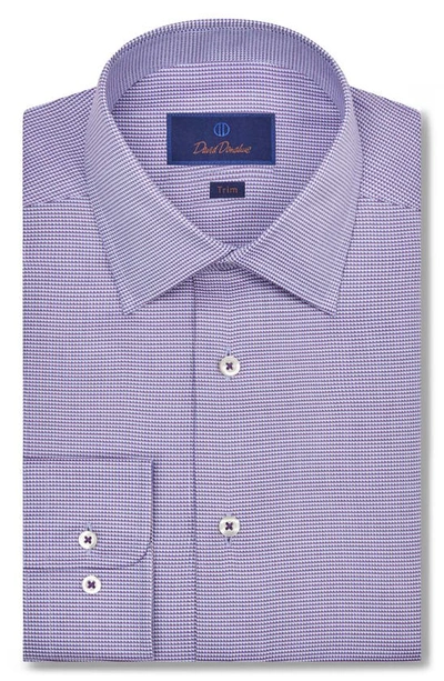 David Donahue Trim Fit Dobby Micro Check Cotton Dress Shirt In Purple/ Sky