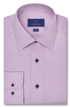 David Donahue Slim Fit Micro Dobby Cotton Dress Shirt In Lilac