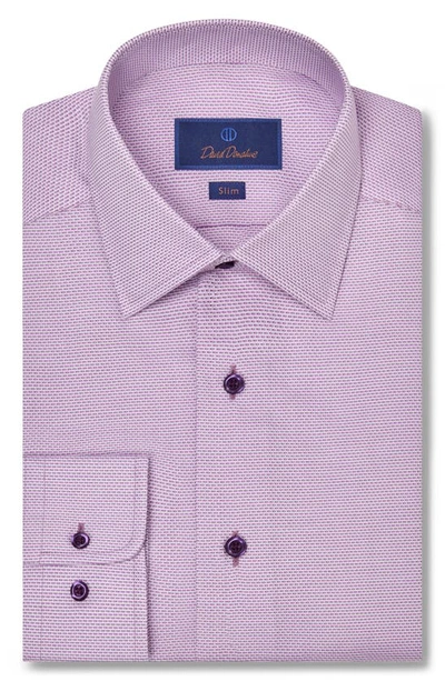 David Donahue Slim Fit Micro Dobby Cotton Dress Shirt In Lilac