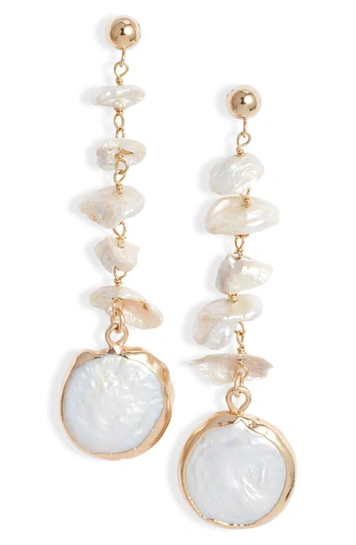 Set & Stones Cortez Freshwater Pearl Linear Drop Earrings In Gold