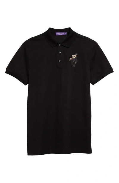 Ralph Lauren Purple Label Polo Bear Embroidered Polo In Classic Black