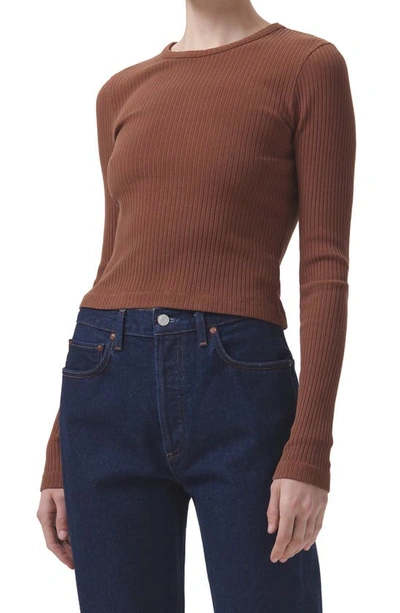 Agolde Alma Long Sleeve Top In Beeswax