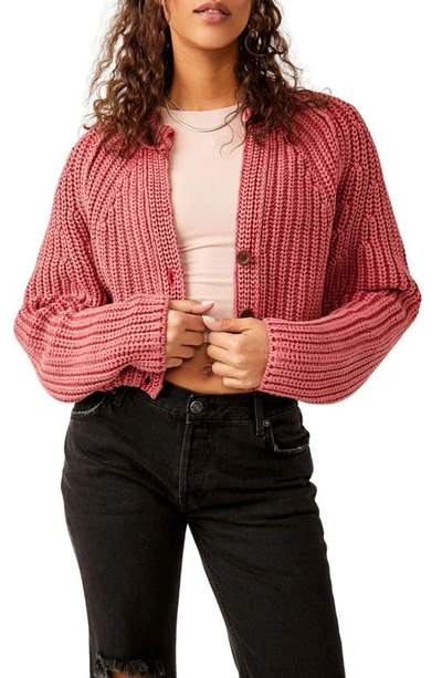 Free People Sweet Nothing Cotton Cardigan In Cherry
