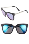 Diff Bella 52mm Polarized Sunglasses In Matte Black/ Blue