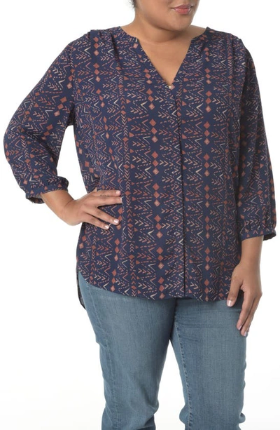 Nydj Semisheer Pintuck Blouse In Vintage Merit Navy