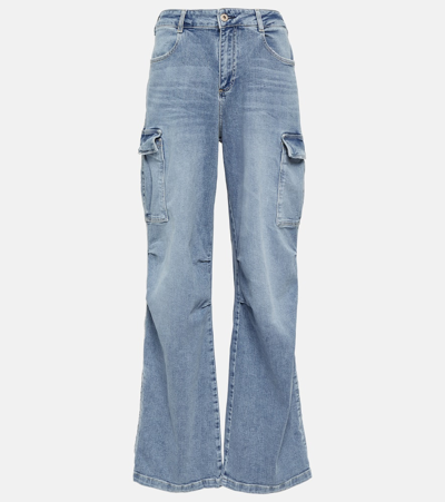 Ag High-rise Wide-leg Cargo Jeans In Blue