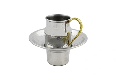 Classic Touch Decor Nickel Mayim Achronim Set With Gold Handle