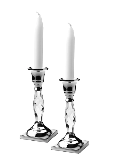 Classic Touch Decor Set Of 2 Candle Holders With Crystal Glass Base