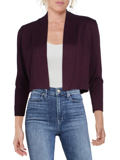 Calvin Klein Womens Knit Cropped Cardigan Sweater In Purple