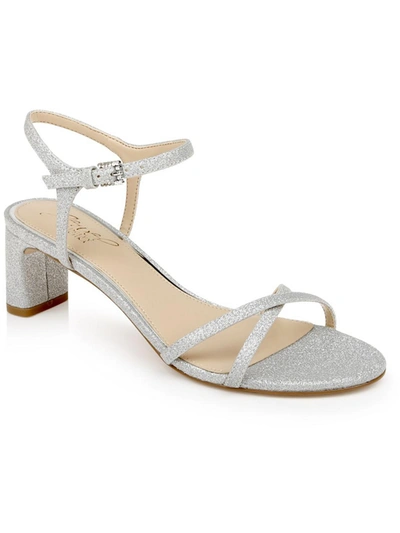 Jewel Badgley Mischka Omari Womens Glitter Dressy Heels In Silver