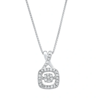 Max + Stone Dancing Diamond Xoxo Cushion Pendant Necklace In 925 Sterling Silver (1/10 Ct. Tw.), 18"