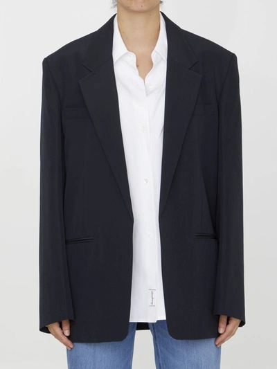 Alexander Wang Combo Blazer With Collar In Black