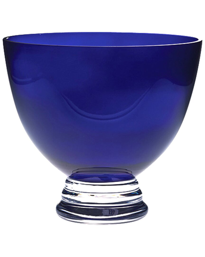 Barski Glass 8.5in Round Footed Bowl In Blue