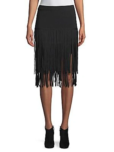 Endless Rose Knit Fringe Skirt In Black