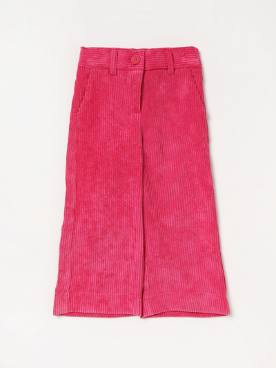Monnalisa Kids'  Corduroy Straight Leg Trousers In Pink