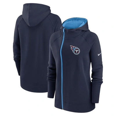 Nike Women's Assymetrical (nfl Tennessee Titans) Full-zip Hoodie In Blue