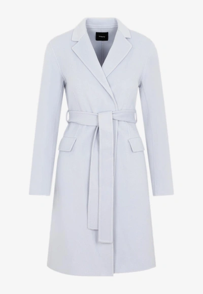 Theory Belted Wool Cashmere Coat In Pink & Purple