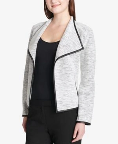 Calvin Klein Heathered Knit Flyaway Jacket In Grey-black