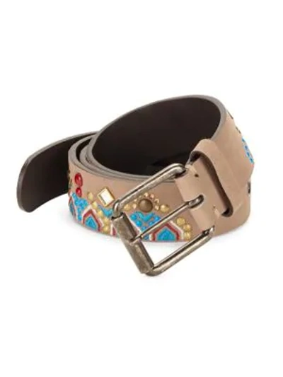 Giuseppe Zanotti Western Style Leather Belt In Cappuccino