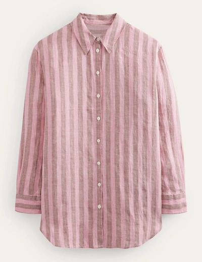 Boden Relaxed Linen Shirt Formica Pink, Sparkle Stripe Women
