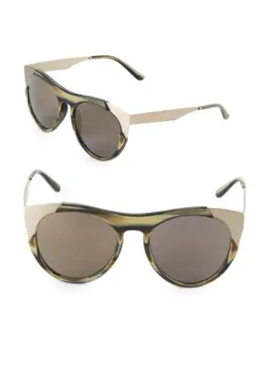 Smoke X Mirrors Zoubisou 53mm Round Sunglasses In Gold Horn
