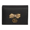 Gucci Leather Card Case Wallet With Bow In 1163 Black