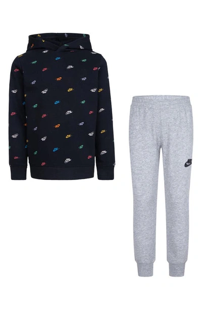 Nike Kids' Sportswear Club Hoodie & Joggers Set In Dark Blue/ Grey Heather