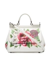 Dolce & Gabbana White, Red And Green Sicily Rose Print Leather Handbag