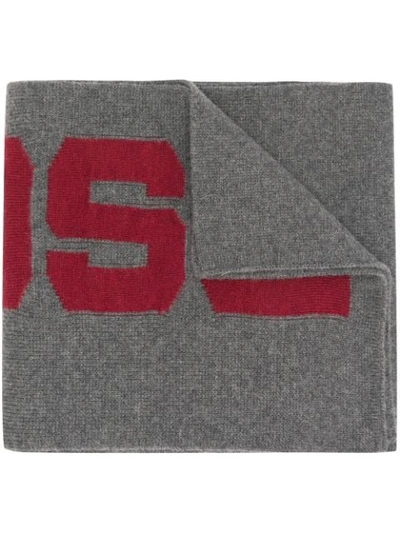 Dsquared2 Logo Knitted Scarf In Grigio Antracite