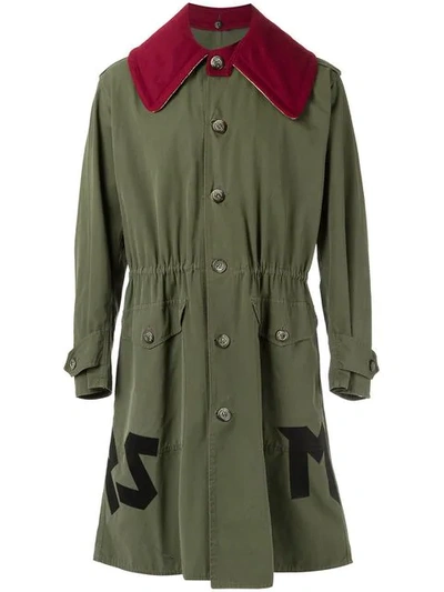 À La Garçonne Vintage Overcoat In Green