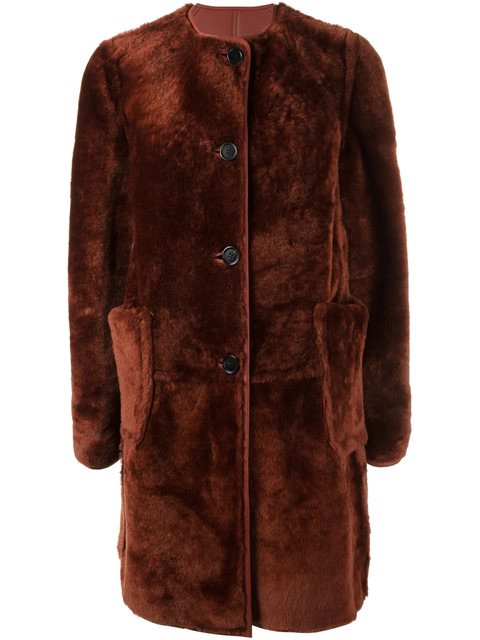 Marni Reversible Fur Coat In Red | ModeSens