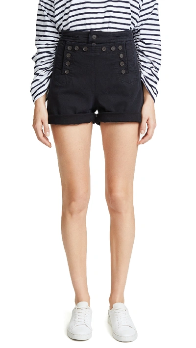 A.l.c Pierce Sailor Button High-waist Shorts In Midnight