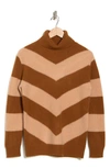 Magaschoni Chevron Stripe Cashmere Turtleneck Sweater In Brown