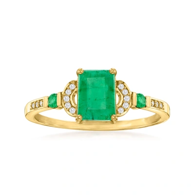 Canaria Fine Jewelry Canaria Emerald Ring With Diamond Accents In 10kt Yellow Gold