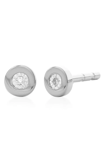 Monica Vinader Linear Diamond Stud Earrings In Silver