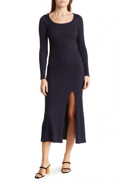 Love By Design Julia Ribbed Knit Maxi Dress In Navy Blazer