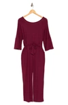 Go Couture Tie Waist Jumpsuit In Burgundy