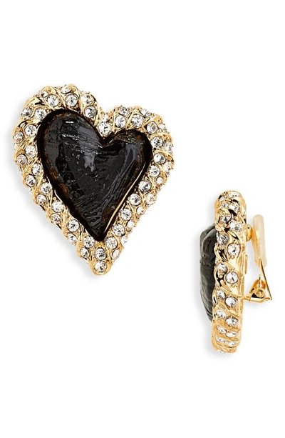 Moschino Morphed Heart Clip-on Earrings In Shiny Gold