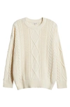 Madewell Cable Knit Crewneck Sweater In Antique Cream