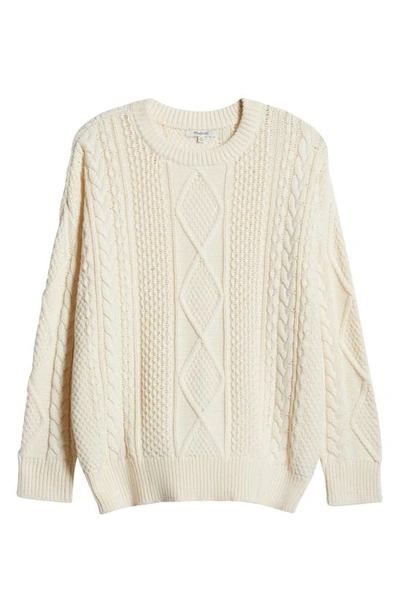 Madewell Cable Knit Crewneck Sweater In Antique Cream