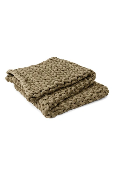Bearaby Knit Velvet Weighted Blanket In Peridot
