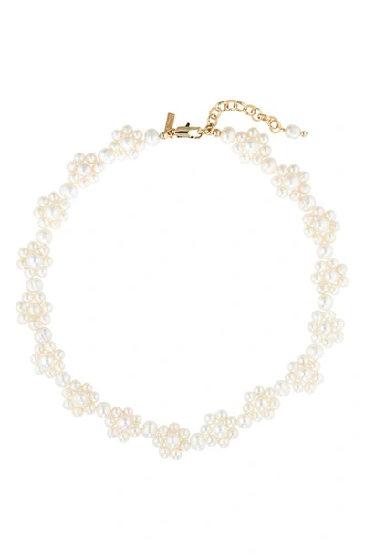 Eliou Amilia Freshwater Pearl Flower Necklace In White