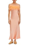 Sleeper Boheme Feather Nightgown In Light Peach