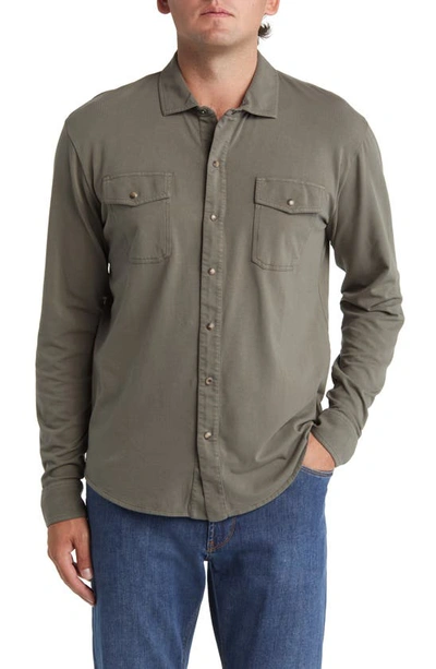 Peter Millar Lava Wash Stretch Snap-up Shirt In Juniper