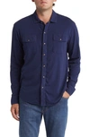 Peter Millar Lava Wash Stretch Snap-up Shirt In Navy