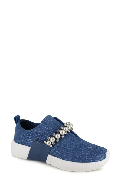 National Comfort Embellished Slip-on Trainer In Blue Suede